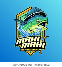 Mahi Mahi Fish Logotype in Colorful Cartoon Illustration
