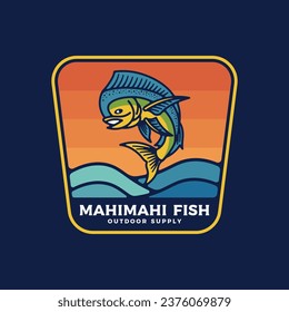 Mahi Mahi fish mascot logo isolated on dark background suitable for fishing logo