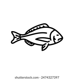 Mahi Mahi Fish Outline Icon, Vector illustration