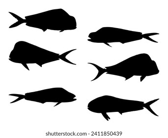 Mahi Mahi Fish silhouette vector art white background