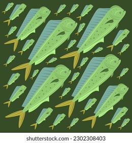 Mahi mahi flat vector illustration. Cute fresh marine seafood mahi mahi fish cartoon vector illustration for graphic design and decorative element