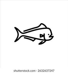 Mahi Mahi outline icon. Mahi Mahi fish side view black line illustration.