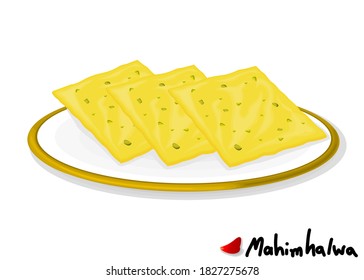 Mahim halwa indian Sweet Dish Food Vector