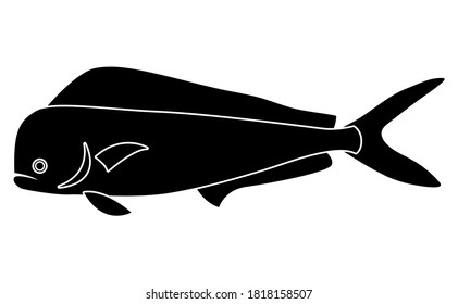 The mahi-mahi or common dolphinfish Coryphaena hippurus silhouette on white background illustration EPS10.