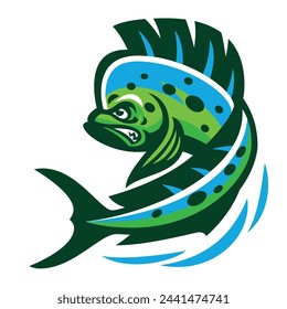 Mahi-Mahi Fish Mascot Logo Illustration