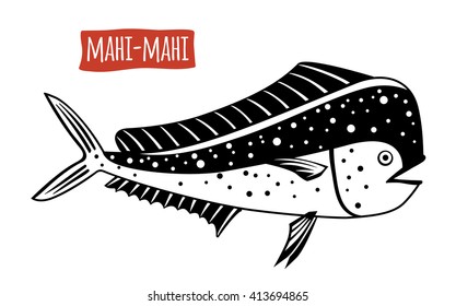 Mahi-mahi, vector illustration, cartoon style