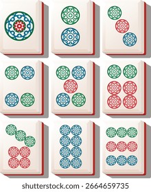 Mahjong dots only tile set - vector illustration