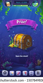 Mahjong fish world - vector mobile format prize field to the computer game. Bright background image to create original video or web games, graphic design, screen savers.