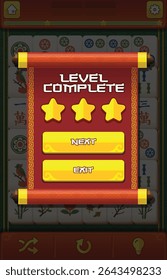 Mahjong game assets pack level complete popup window
