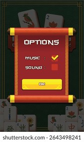Mahjong game assets pack options popup window