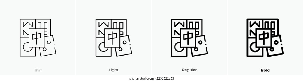 mahjong icon. Thin, Light Regular And Bold style design isolated on white background