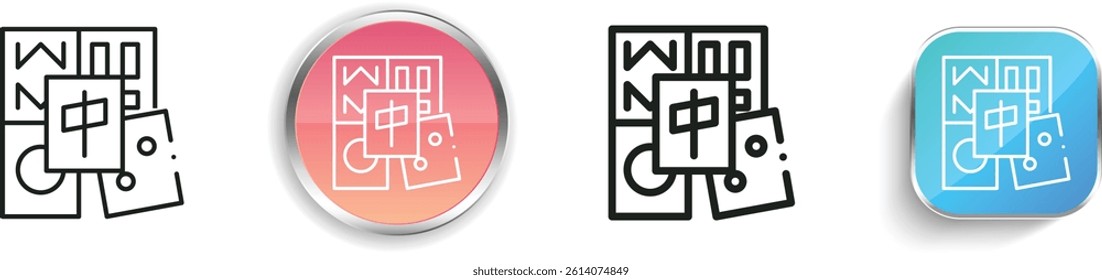 mahjong icon. Thin Linear, Regular and Button Style Design Isolated On White Background