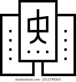 ícone mahjong. Design de estilo linear fino isolado em fundo branco
