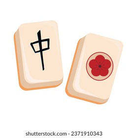 Mahjong or majiang. Chinese gambling game. Dice. Vector stock illustration. Isolated on a white background.