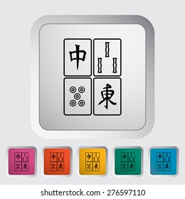 Mahjong. Single flat icon on the button. Vector illustration.