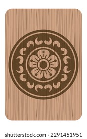 Mahjong tile illustration in wood carving style