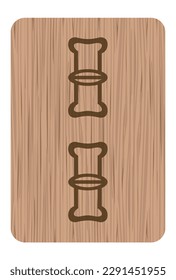 Mahjong tile illustration in wood carving style two string