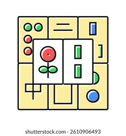 mahjong tiles board table color icon vector. mahjong tiles board table sign. isolated symbol illustration