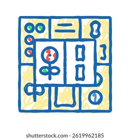 mahjong tiles board table doodle icon sketch vector. mahjong tiles board table sign. isolated symbol illustration