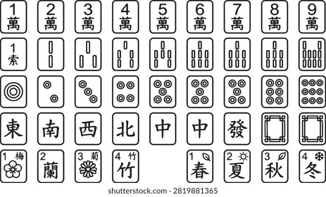 mahjong tiles set element royal