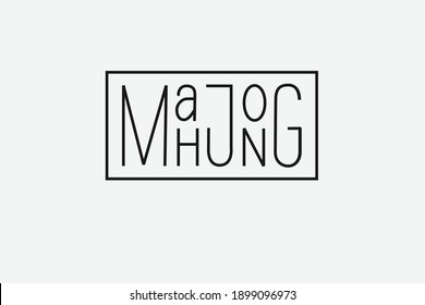 Mahjong. Vector black and white logo for a board game. Suitable for printing and web use