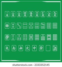 Mahjong vector pack. For vintage badge design. logo use. Mahjong Illustration.