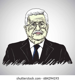 Mahmoud Abbas, President Of Palestine, Vector Design Illustration, July 26, 2017.