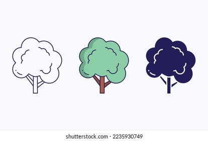 Mahogany Tree icon, line and glyph vector illustration