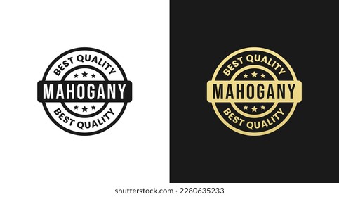 Mahogany wood label or Mahogany wood stamp vector isolated in flat style. Best Mahogany wood label vector for packaging design element. Mahogany wood stamp vector for product packaging design element.