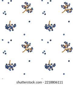 Mahonia berries bunch. Seamless pattern.