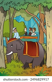 
Mahout with Elephant for Tourists on an ride tour of the ancient city.Vector Illustration.
