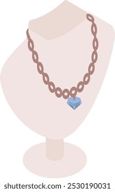 Mahr, dote y regalos concepto isométrico, collar de diamante o diseño de icono de Vector de reliquia familiar, símbolo de matrimonio musulmán, costumbres de boda islámica, ilustración de matrimonio de subcontinente indio