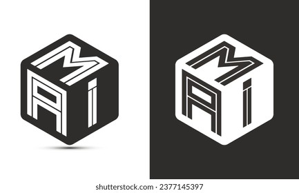 MAI letter logo design with illustrator cube logo, vector logo modern alphabet font overlap style. Premium Business logo icon. White color on black background