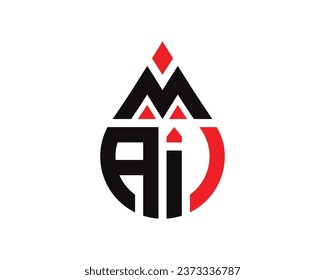 MAI letter water drop shape logo design. MAI drop logo simple design.