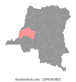 Mai Ndombe province map, administrative division of Democratic Republic of the Congo. Vector illustration.