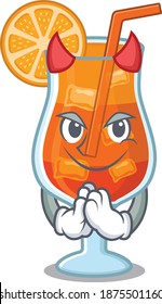 Mai tai cocktail clothed as devil cartoon character design concept