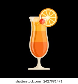 Mai Tai cocktail flat style vector illustration