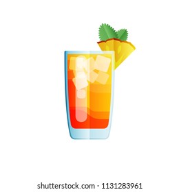 Mai Tai cocktail icon on dark background in flat style. Vector illustration