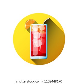 Mai Tai cocktail icon on dark background in flat style with long sadow. Vector illustration