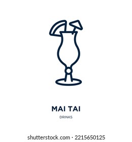 mai tai icon from drinks collection. Thin linear mai tai, martini, cocktail outline icon isolated on white background. Line vector mai tai sign, symbol for web and mobile