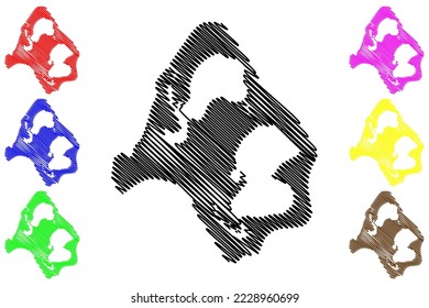 Maiao island (France, French Republic, Pacific Ocean, Society Islands Archipelago, French Polynesia) map vector illustration, scribble sketch Mai'ao map