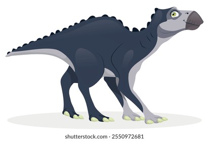 Dinossauro Maiasaura em estilo de desenho animado bonito, ilustração vetorial.