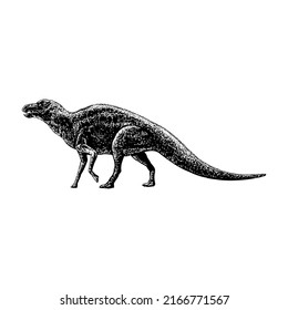 Maiasaura hand drawing vector illustration isolated on white background