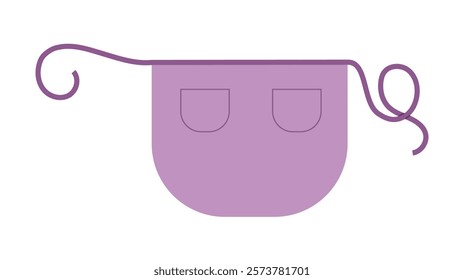 Maid Apron Scalloped technical fashion illustration. uniform for cleaning violet cartoon Flat sketch outline apparel template front view. Women, men unisex CAD mockup isolated on white background