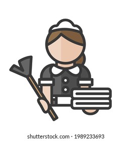 Maid avatar. Babysitter and cleaner. Profile user, person. People icon. Vector illustration