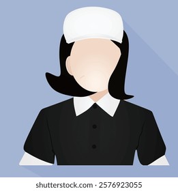 Maid in black shirt icon. vector