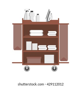 Maid cart icon. Flat design.