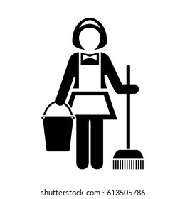 Maid cleaner woman vector icon illustration isolated on white background