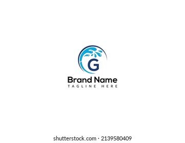 Maid Cleaning Logo On Letter G. Clean House Sign, Fresh Clean Logo Cleaning Brush and Water Drop Concept Template