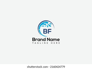 Maid Cleaning Logo On Letter BF. Clean House Sign, Fresh Clean Logo Cleaning Brush and Water Drop Concept Template